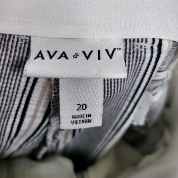 Ava Viv Elastic Waist Plus Size 20 20W Pockets Plaid Pants Slacks Crop Ankle - Picture 4 of 5